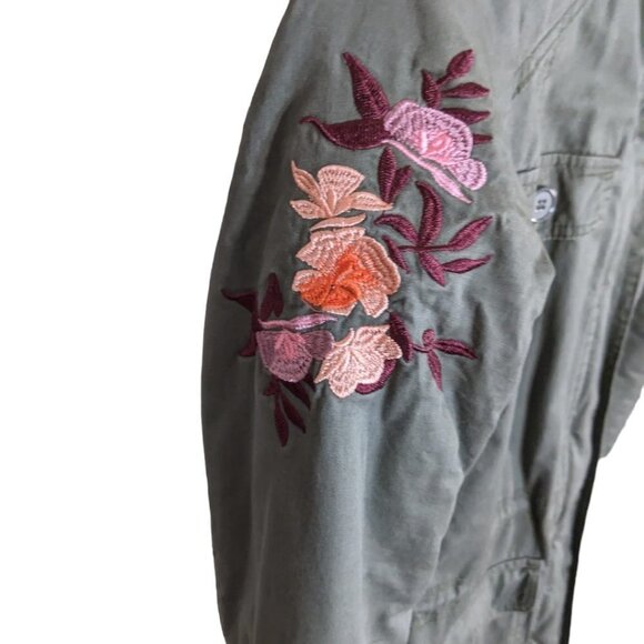 Ødyn (Odyn) Floral Embroidered Olive Green Quilted Military Jacket Size Small - Picture 3 of 11